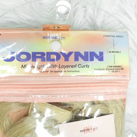 INH Hair Jordynn Pony Tail Wrap Champagne Blonde Mid Length Layered Curls 18 in - Picture 5 of 7